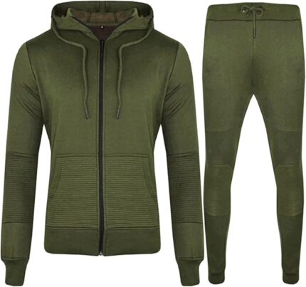 Custom Design Men’s Full Zip Hooded Tracksuit With Kangaroo Pockets